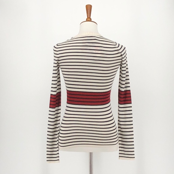 No. 21 White Black Striped Wool/Silk Blend Sweater - Picture 4 of 10